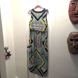 Large Emma & Michelle Snake Asymmetric Sleeveless Tribal Pattern Dress